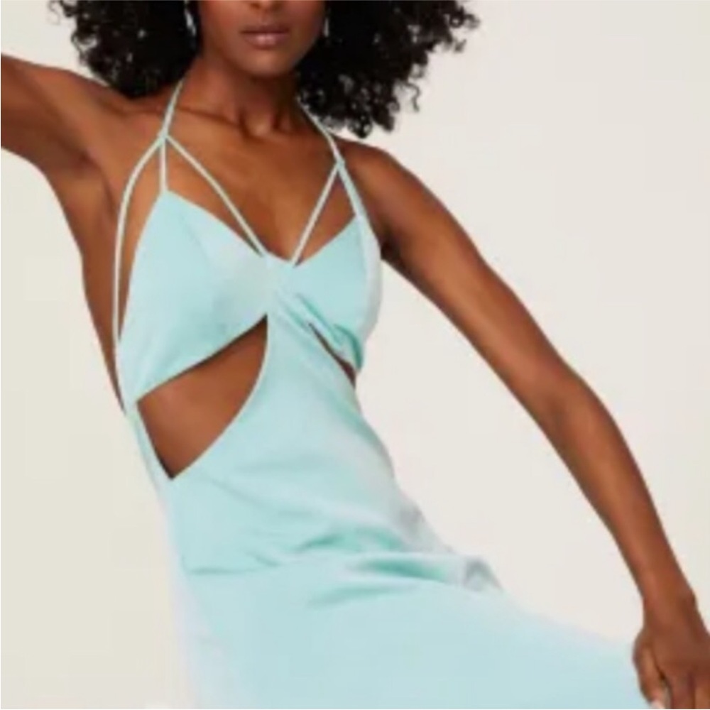 Samantha Sipos Butterfly Halter Neck Slip Dress Mint Pastel Green Size Small